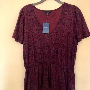 NWT Lucky Brand short flutter sleeve leopard print peplum top